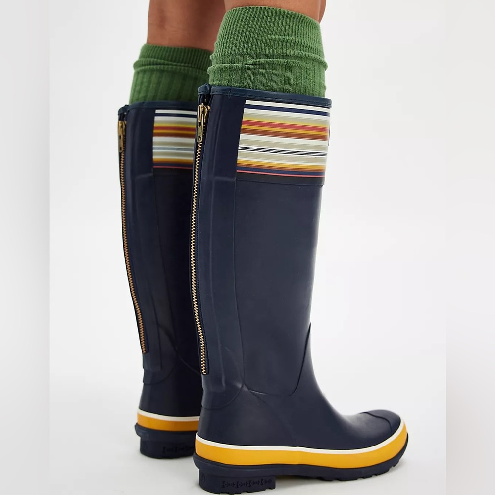 Pendleton Navy Rain Boots with Striped Accent